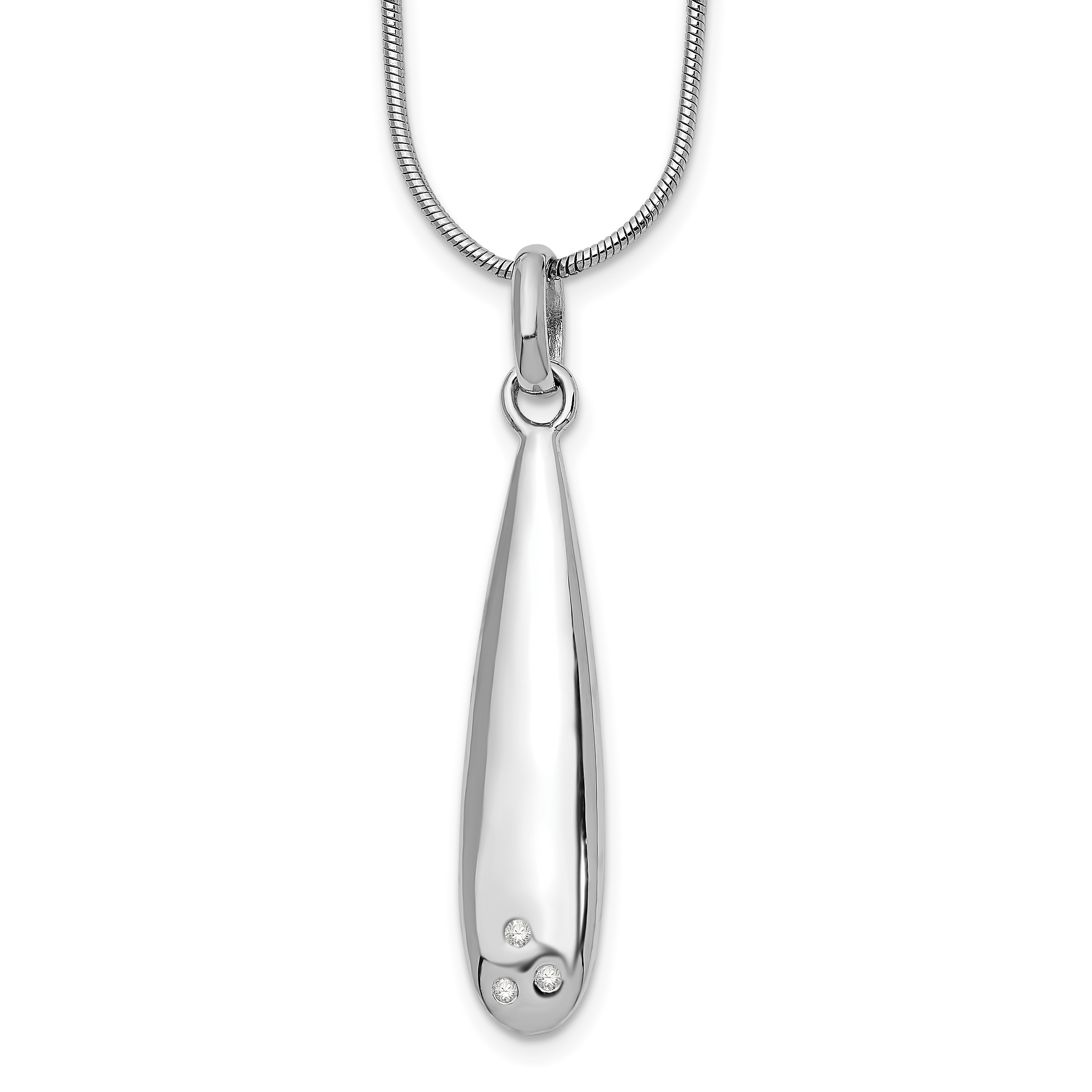 925 Sterling Silver Rhodium-Plated 18 Inch Diamond Necklace, 2